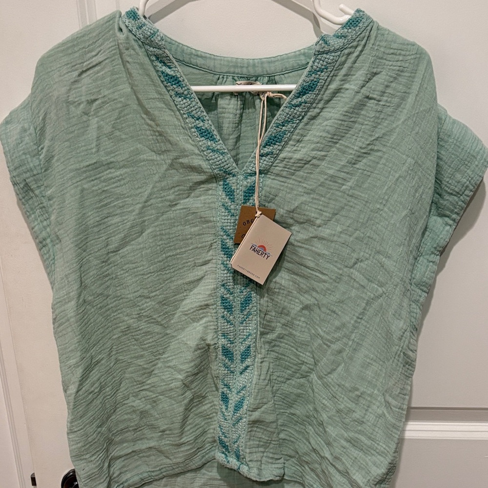 Faherty Seafoam Green Women's Blouse